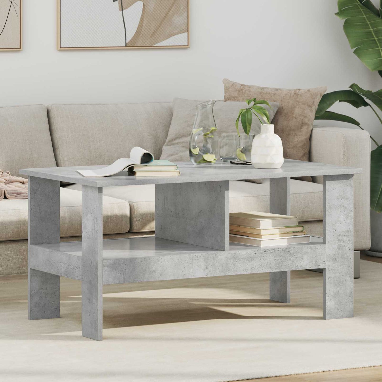 vidaXL Coffee Table Concrete Grey 90 x 50 x 45 cm Engineered Wood