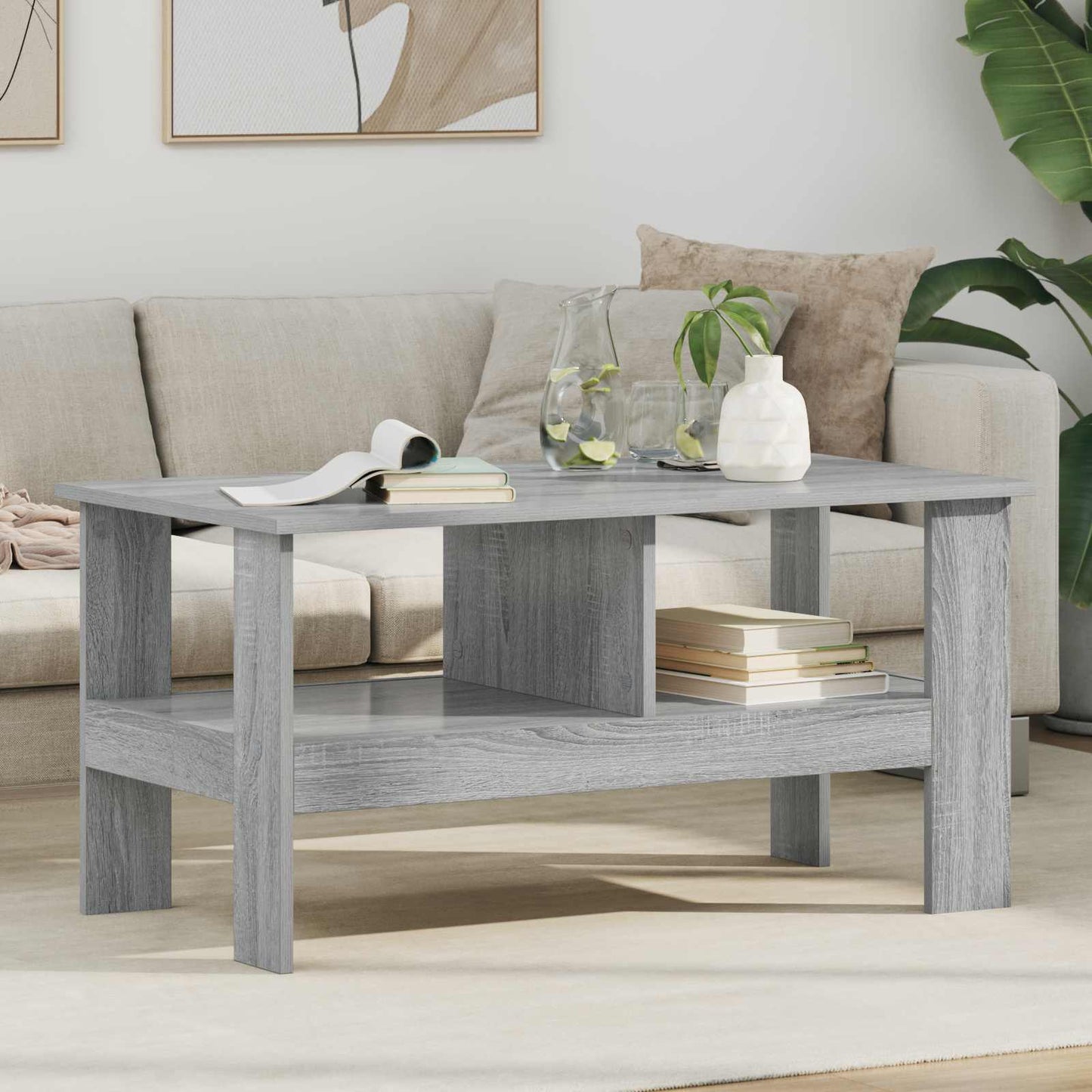 vidaXL Coffee Table Grey Sonoma 90 x 50 x 45 cm Engineered Wood