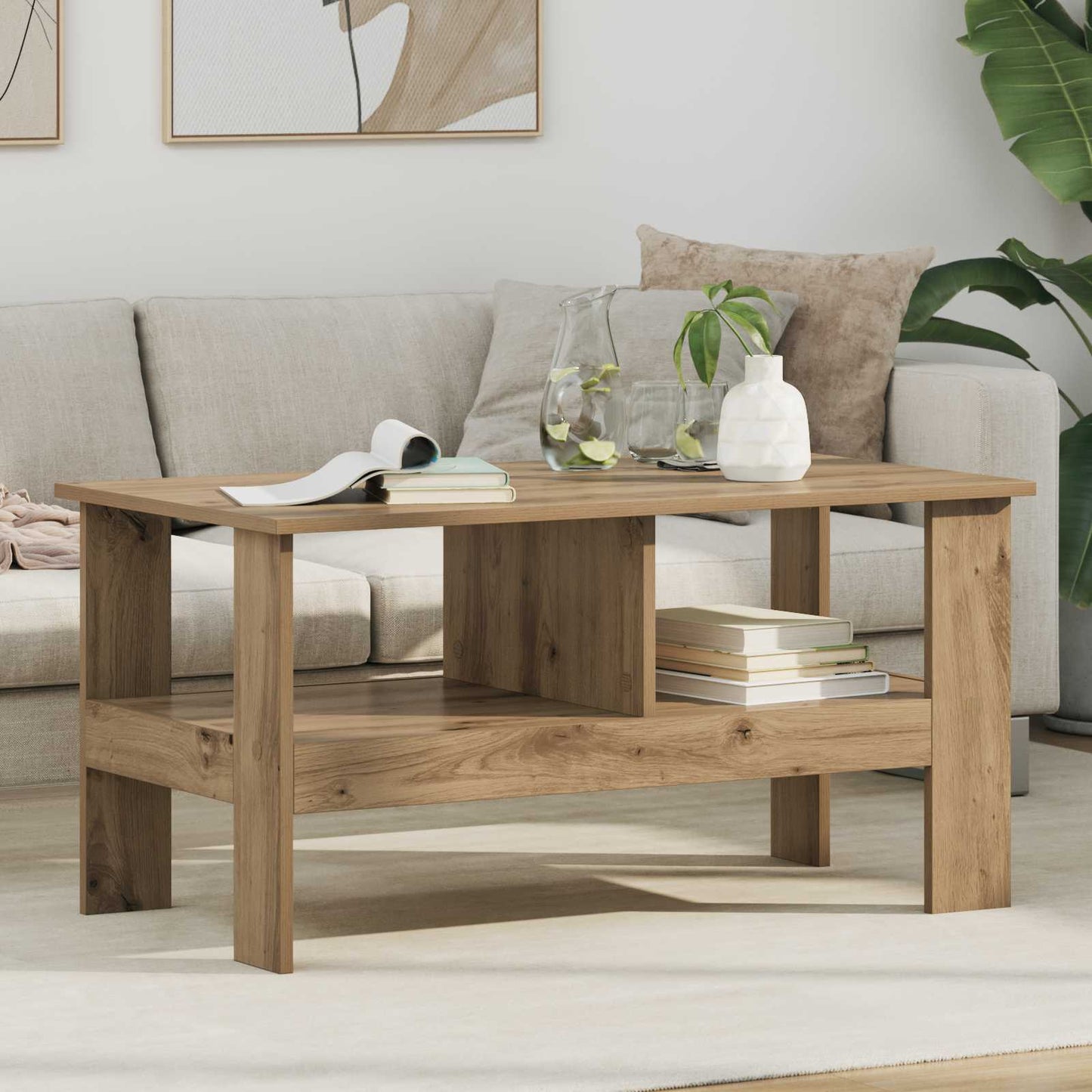 vidaXL Coffee Table Artisan Oak 90 x 50 x 45 cm Engineered Wood