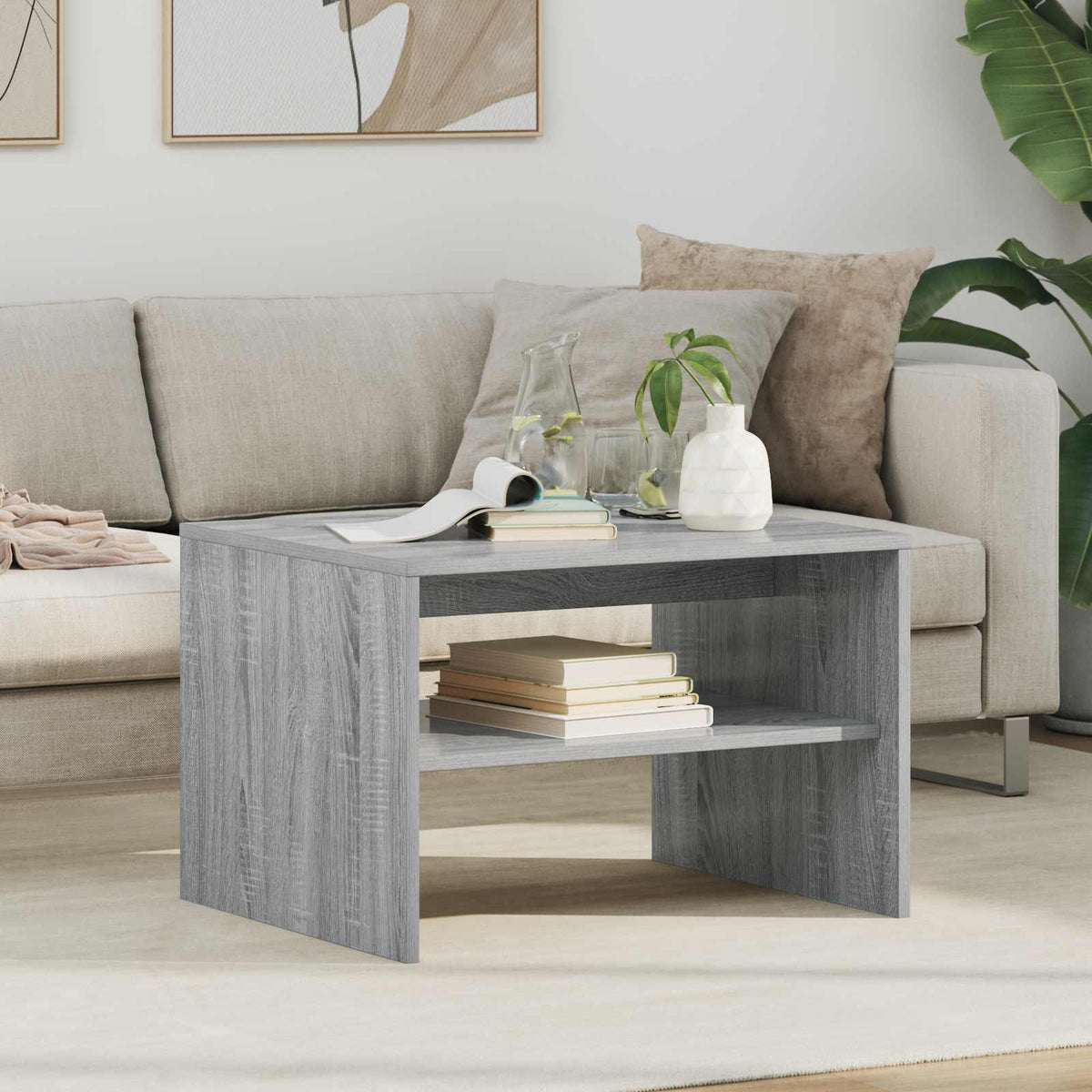 vidaXL Coffee Table Grey Sonoma 60 x 50 x 40 cm Engineered Wood