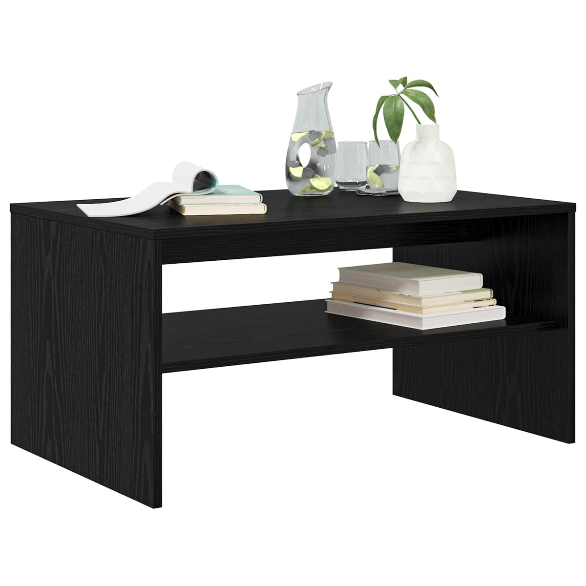vidaXL Coffee Table Black Oak 80 x 50 x 40 cm Engineered Wood