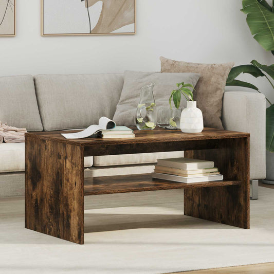 vidaXL Coffee Table Smoked Oak 80 x 50 x 40 cm Engineered Wood
