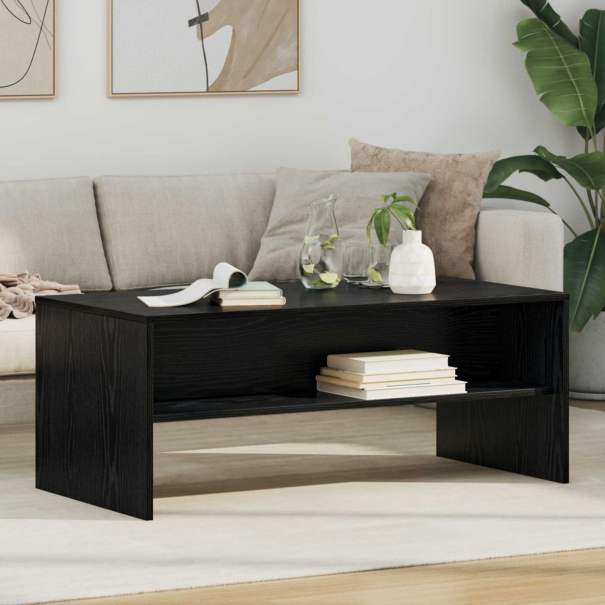 vidaXL Coffee Table Black Oak 100 x 50 x 40 cm Engineered Wood