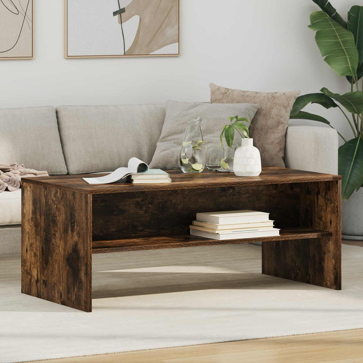 vidaXL Coffee Table Smoked Oak 100 x 50 x 40 cm Engineered Wood