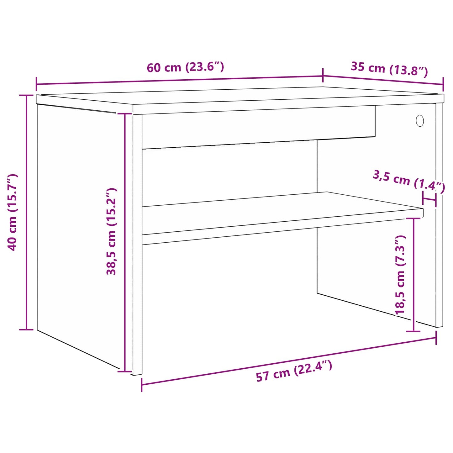 vidaXL TV Cabinet White 60 x 35 x 40 cm Engineered Wood