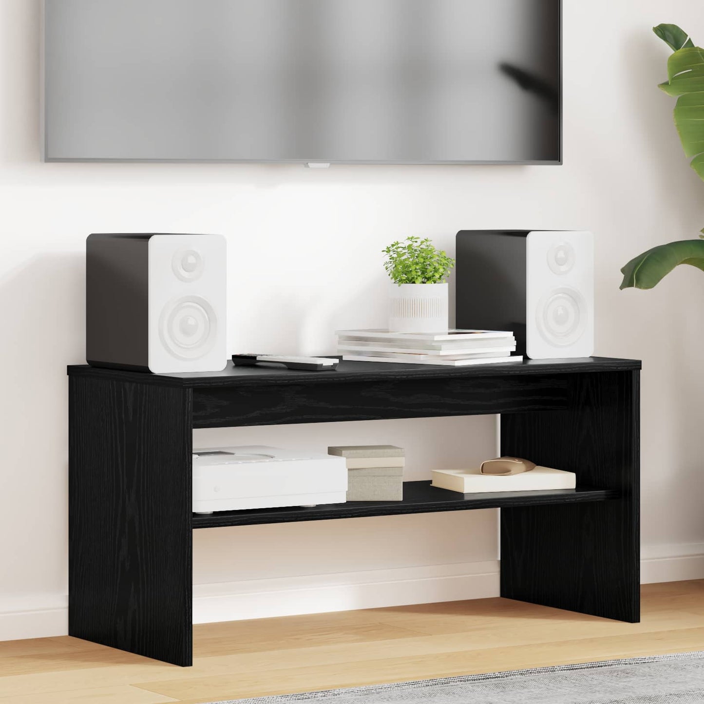 vidaXL TV Cabinet 80 x 35 x 40 cm Black Oak Engineered Wood