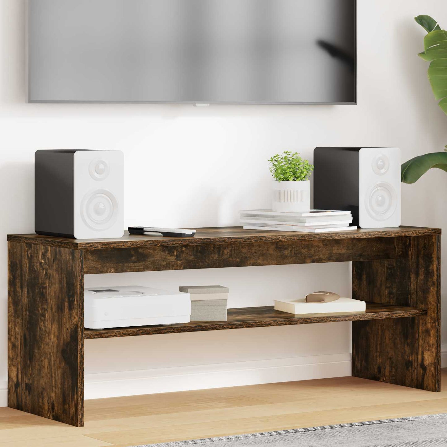 vidaXL TV Cabinet Smoked Oak 100 x 35 x 40 cm Engineered Wood