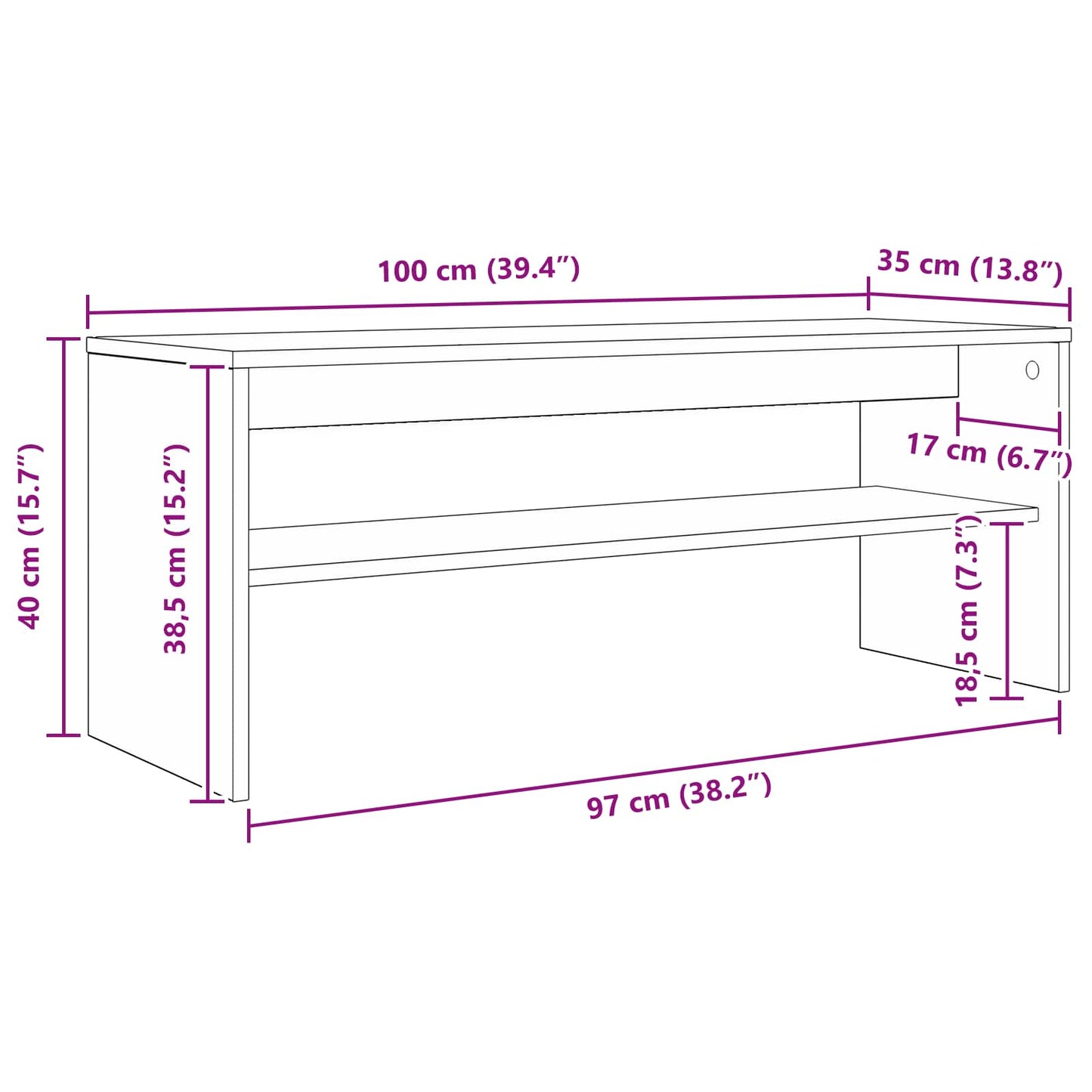 vidaXL TV Cabinet 100 x 35 x 40 cm Artisan Oak Engineered Wood