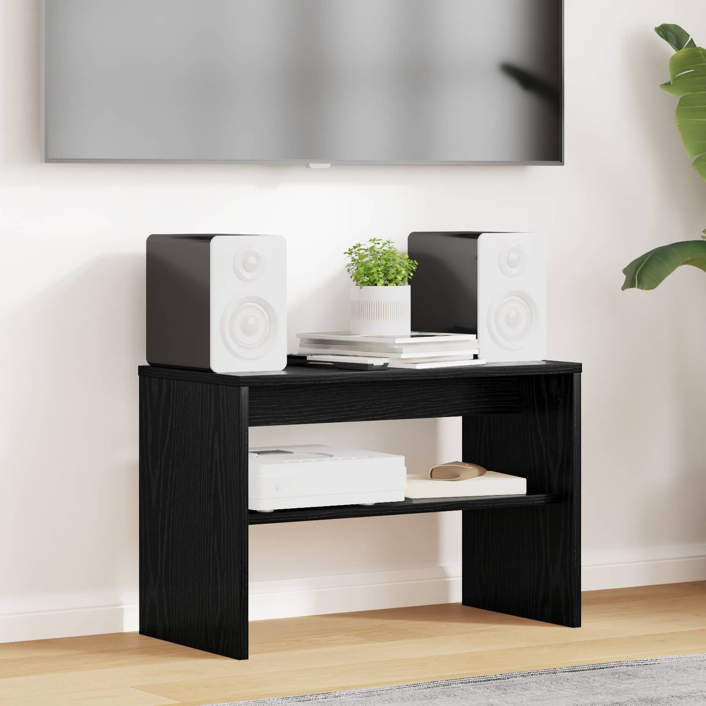 vidaXL TV Cabinet Black Oak 60 x 30 x 40 cm Engineered Wood