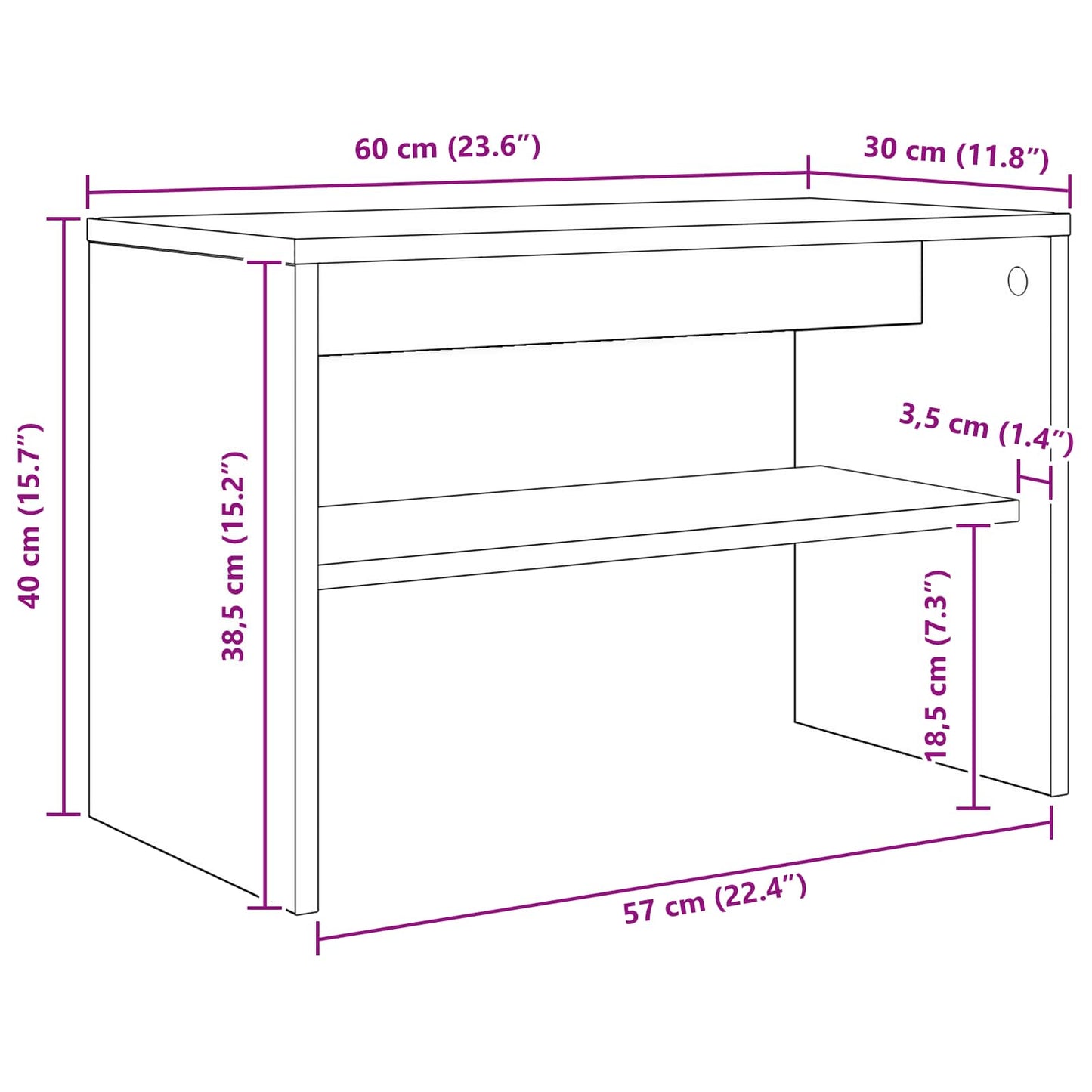 vidaXL TV Cabinet Sonoma Oak 60 x 30 x 40 cm Engineered Wood