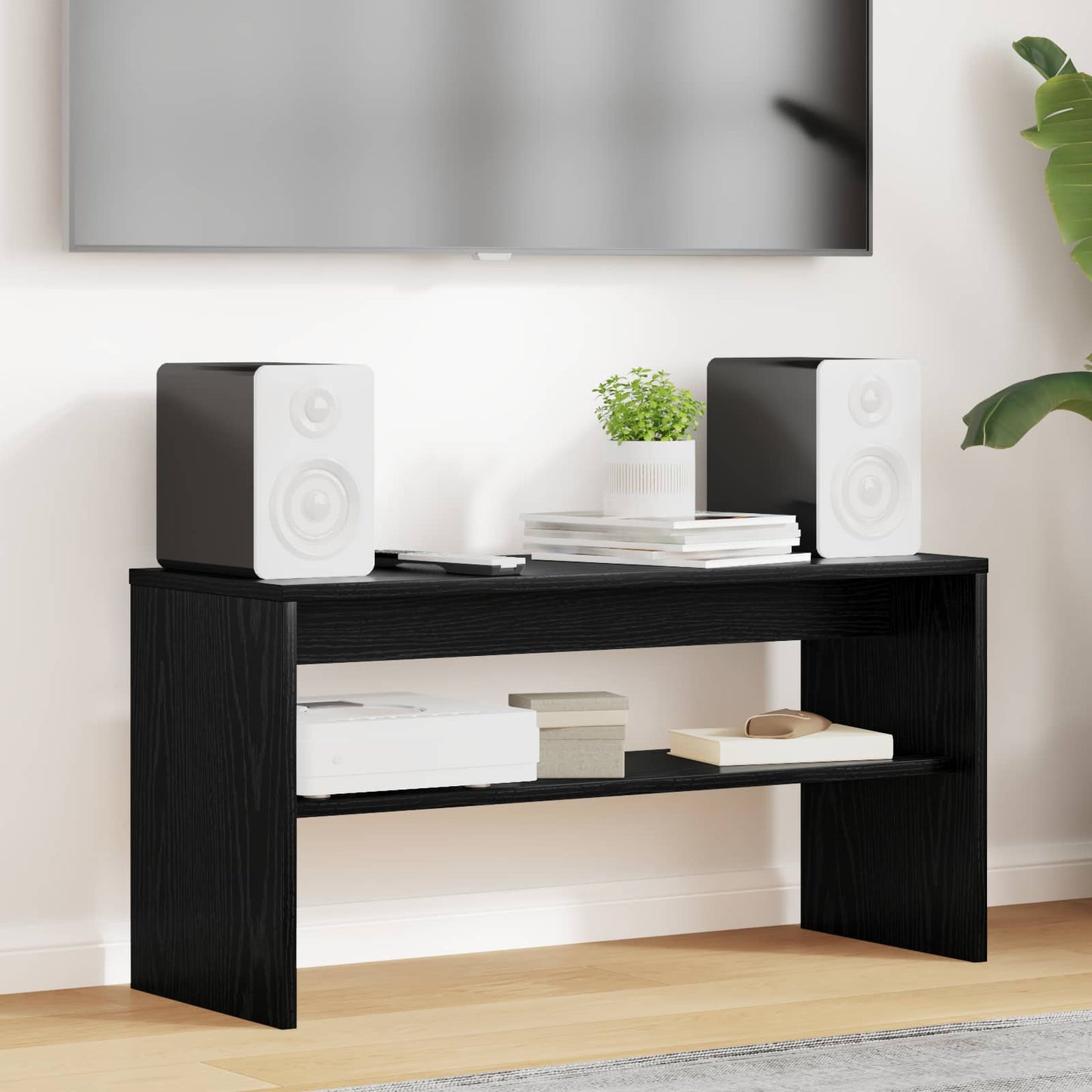 vidaXL TV Cabinet Black Oak 80 x 30 x 40 cm Engineered Wood
