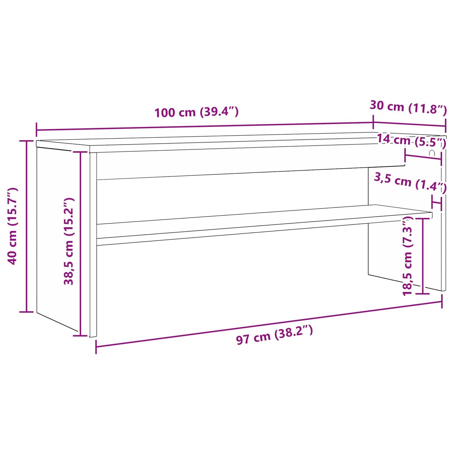 vidaXL TV Cabinet Sonoma Oak 100 x 30 x 40 cm Engineered Wood