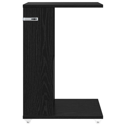 vidaXL Side Table with Wheel Black Oak 40 x 35 x 60 cm Engineered Wood