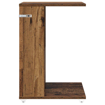vidaXL Side Table with Wheel Old Wood 40 x 35 x 60 cm Engineered Wood