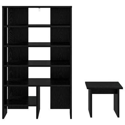 vidaXL Shoe Cabinet with Shelf 2 pcs Black Oak Engineered Wood