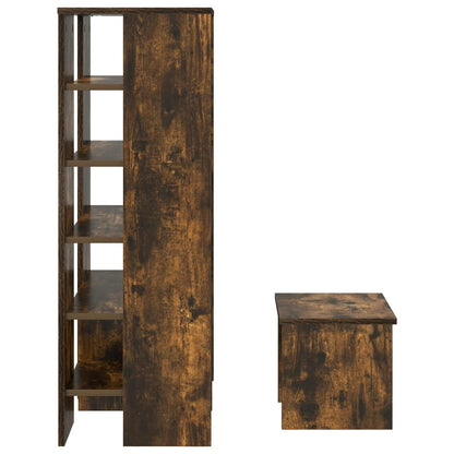 vidaXL Shoe Cabinet with Shelf 2 pcs Smoked Oak Engineered Wood