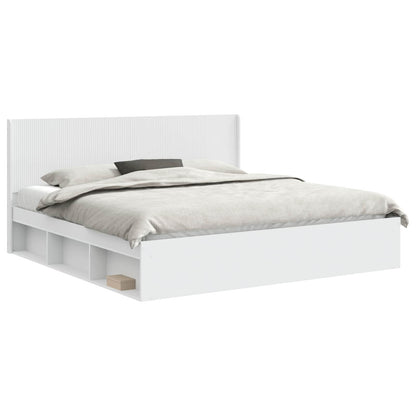 vidaXL Bed Frame with Storage and Headboard White 200 x 200 cm