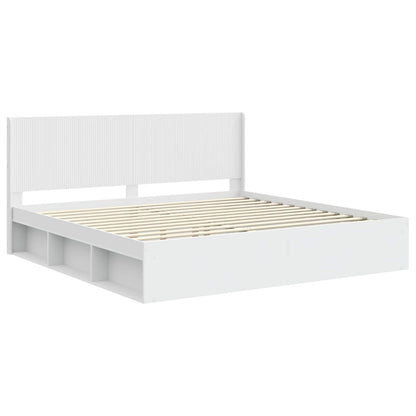 vidaXL Bed Frame with Storage and Headboard White 200 x 200 cm