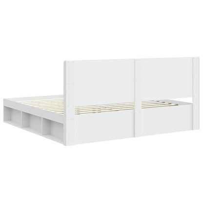 vidaXL Bed Frame with Storage and Headboard White 200 x 200 cm