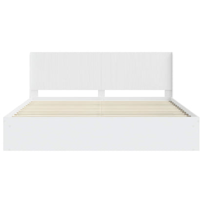 vidaXL Bed Frame with Storage and Headboard White 200 x 200 cm