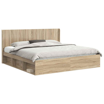 vidaXL Bed Frame with Storage and Headboard Sonoma Oak 200 x 200 cm