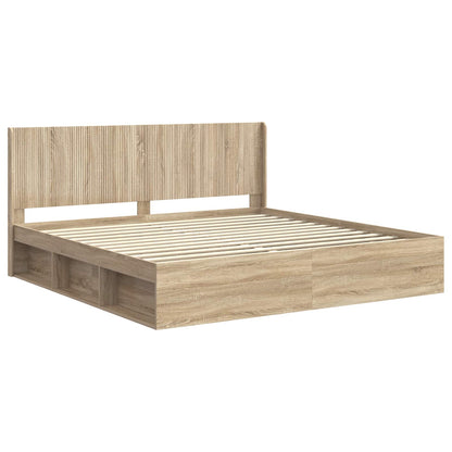 vidaXL Bed Frame with Storage and Headboard Sonoma Oak 200 x 200 cm