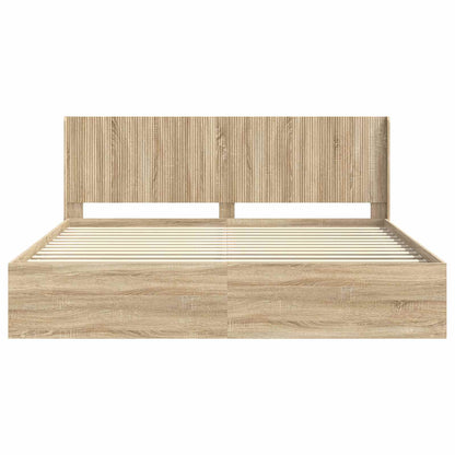 vidaXL Bed Frame with Storage and Headboard Sonoma Oak 200 x 200 cm