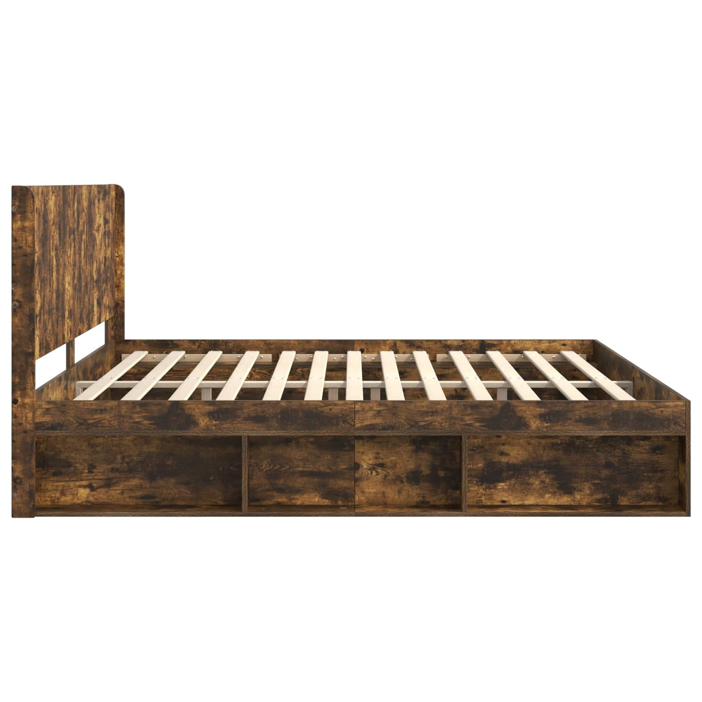 vidaXL Bed Frame with Storage and Headboard Smoked Oak 200 x 200 cm