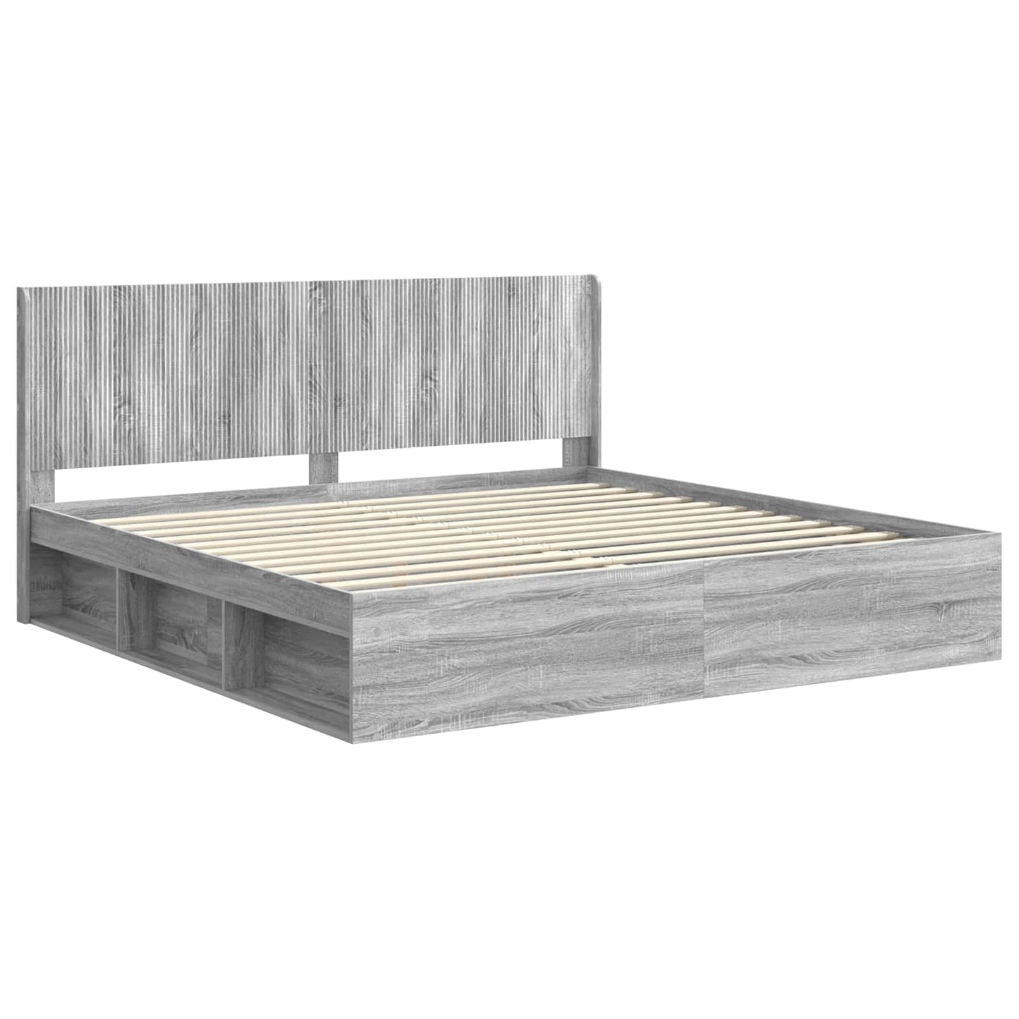 vidaXL Bed Frame with Storage and Headboard Grey Sonoma 200 x 200 cm