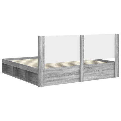 vidaXL Bed Frame with Storage and Headboard Grey Sonoma 200 x 200 cm