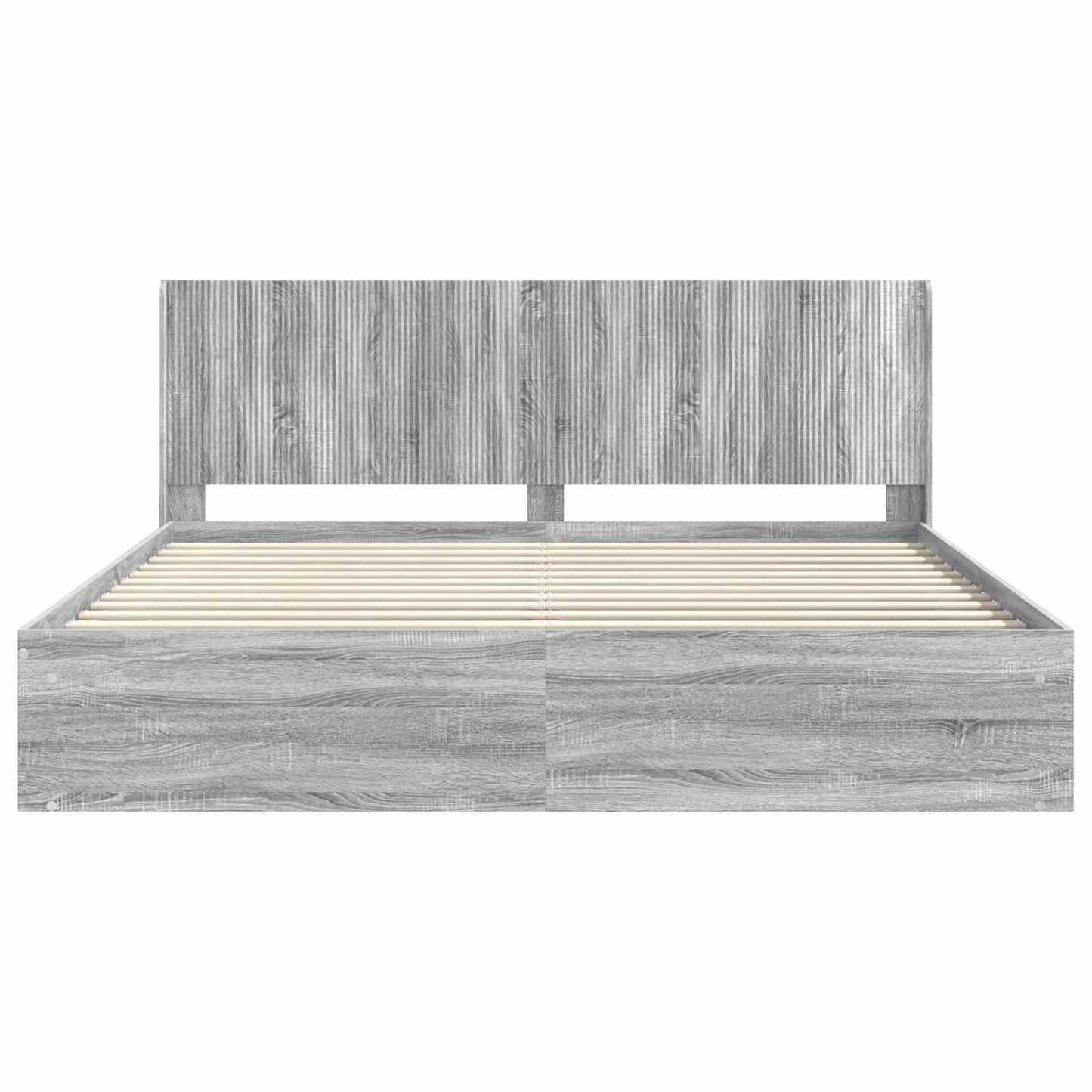 vidaXL Bed Frame with Storage and Headboard Grey Sonoma 200 x 200 cm