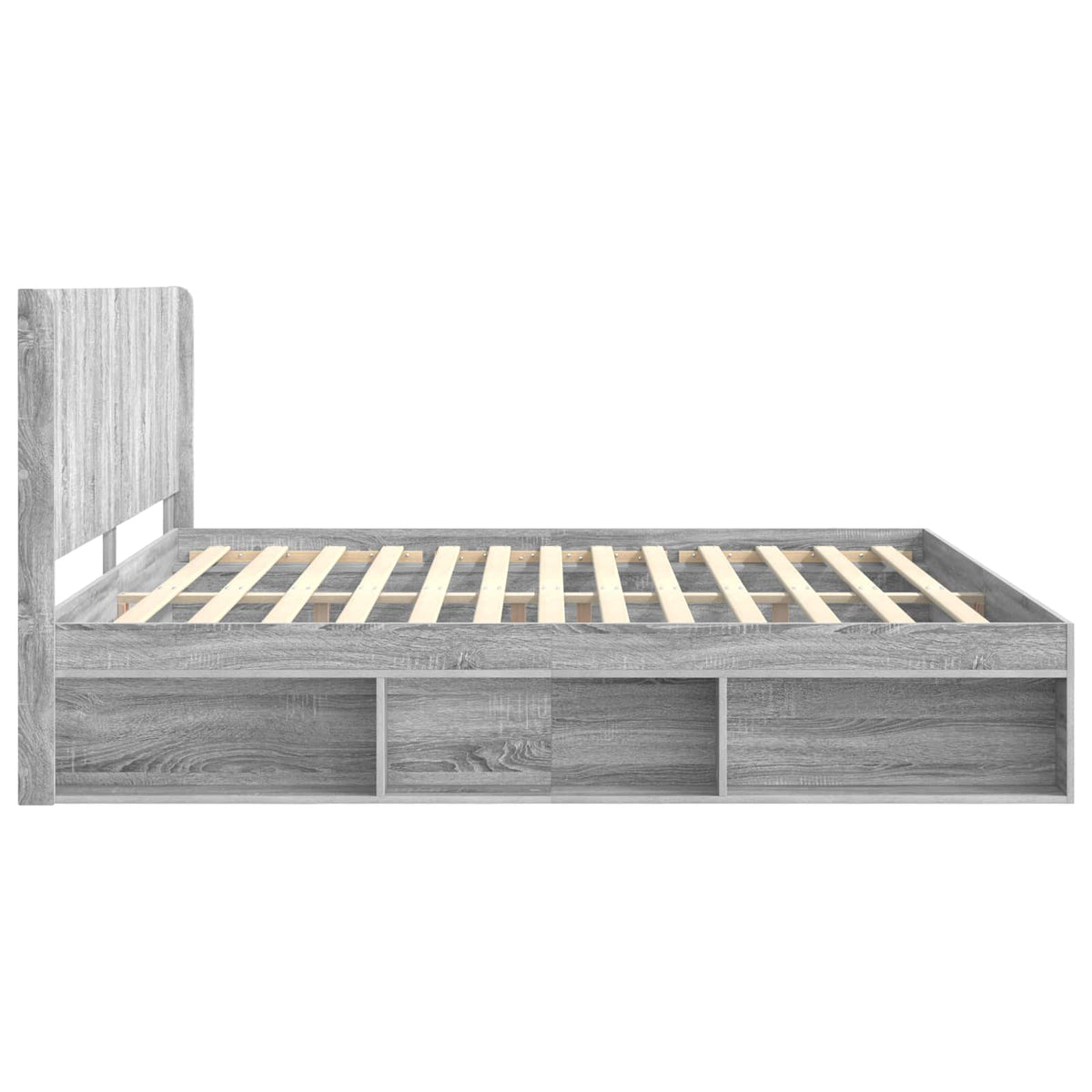 vidaXL Bed Frame with Storage and Headboard Grey Sonoma 200 x 200 cm