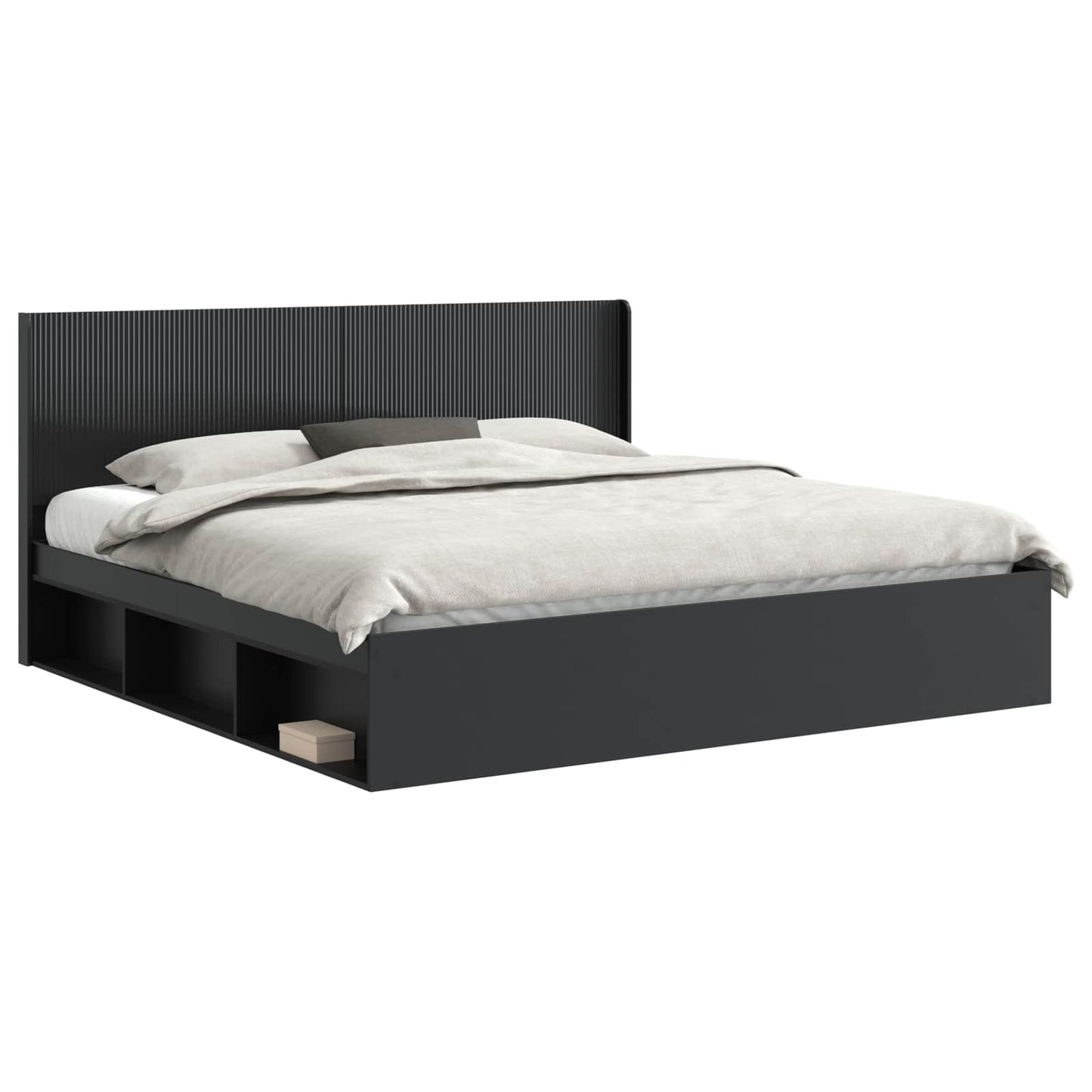 vidaXL Bed Frame with Storage and Headboard Black 180 x 200 cm