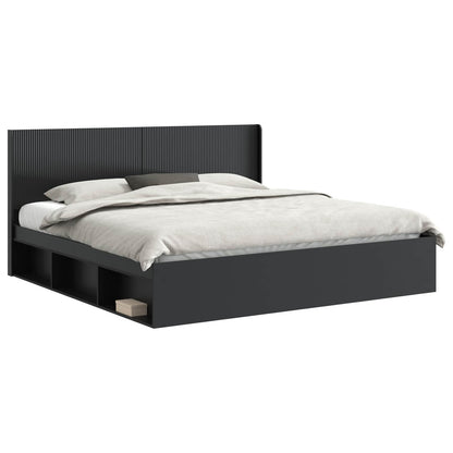 vidaXL Bed Frame with Storage and Headboard Black 180 x 200 cm