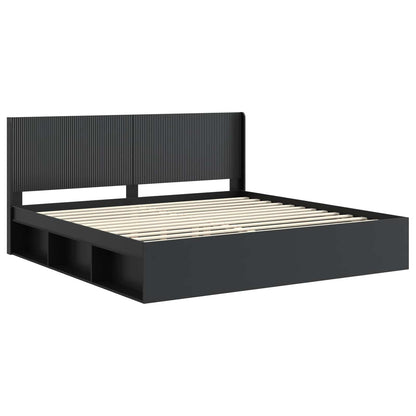 vidaXL Bed Frame with Storage and Headboard Black 180 x 200 cm