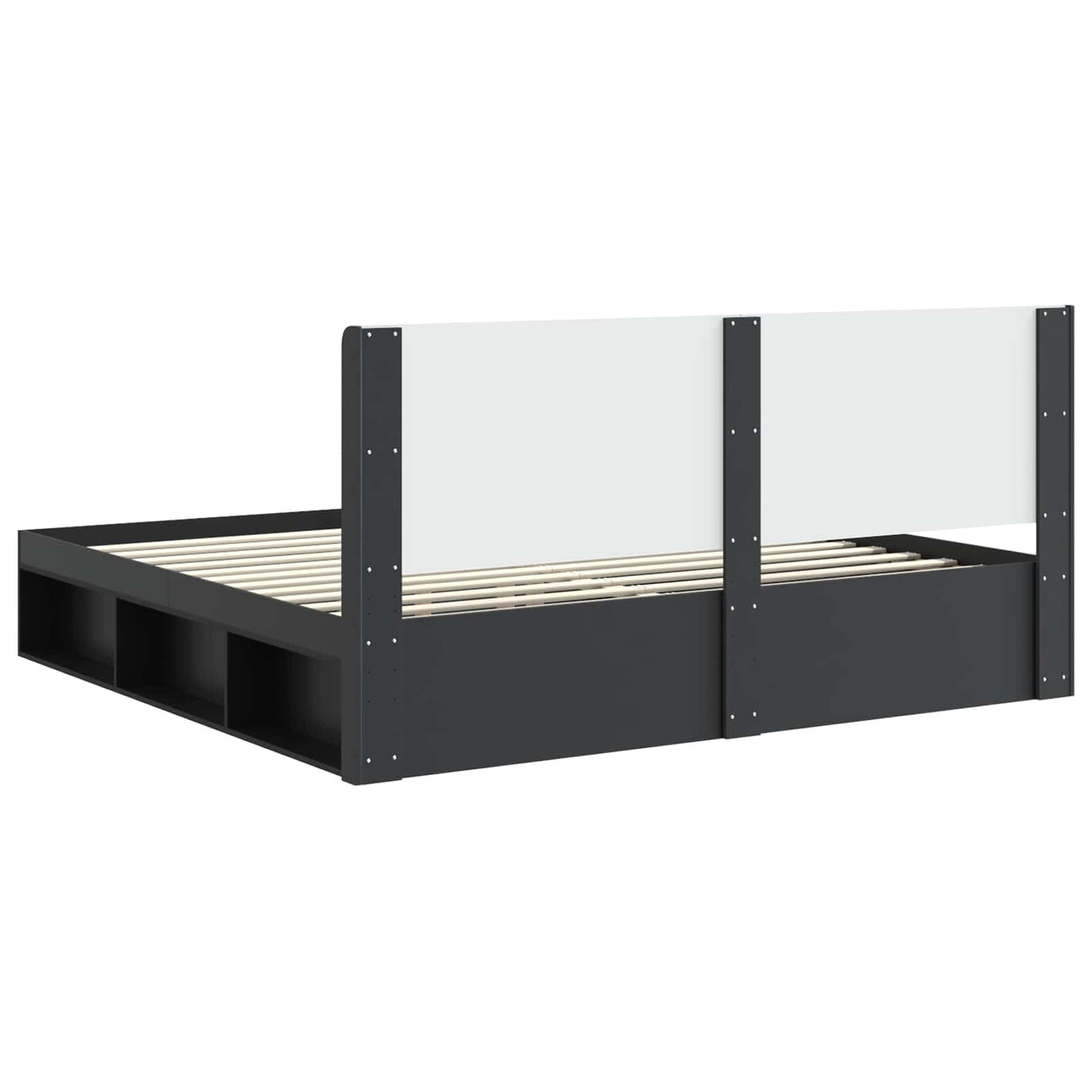 vidaXL Bed Frame with Storage and Headboard Black 180 x 200 cm