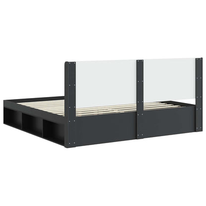 vidaXL Bed Frame with Storage and Headboard Black 180 x 200 cm