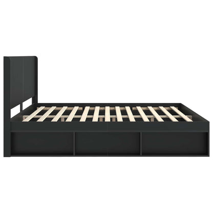 vidaXL Bed Frame with Storage and Headboard Black 180 x 200 cm
