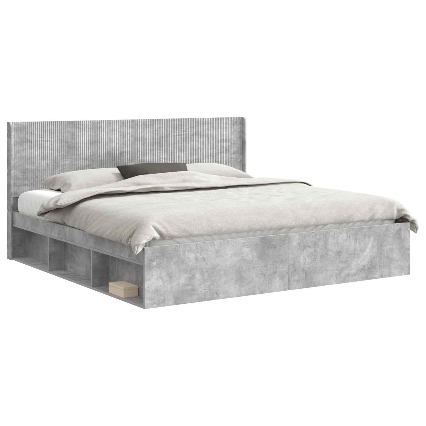 vidaXL Bed Frame with Storage and Headboard Concrete Grey 180 x 200 cm