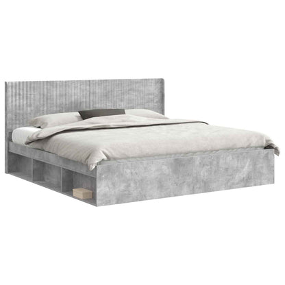 vidaXL Bed Frame with Storage and Headboard Concrete Grey 180 x 200 cm