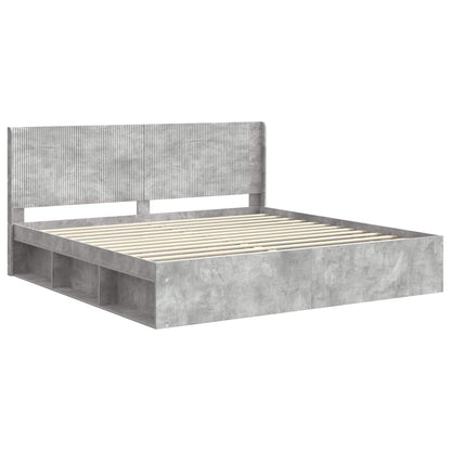 vidaXL Bed Frame with Storage and Headboard Concrete Grey 180 x 200 cm