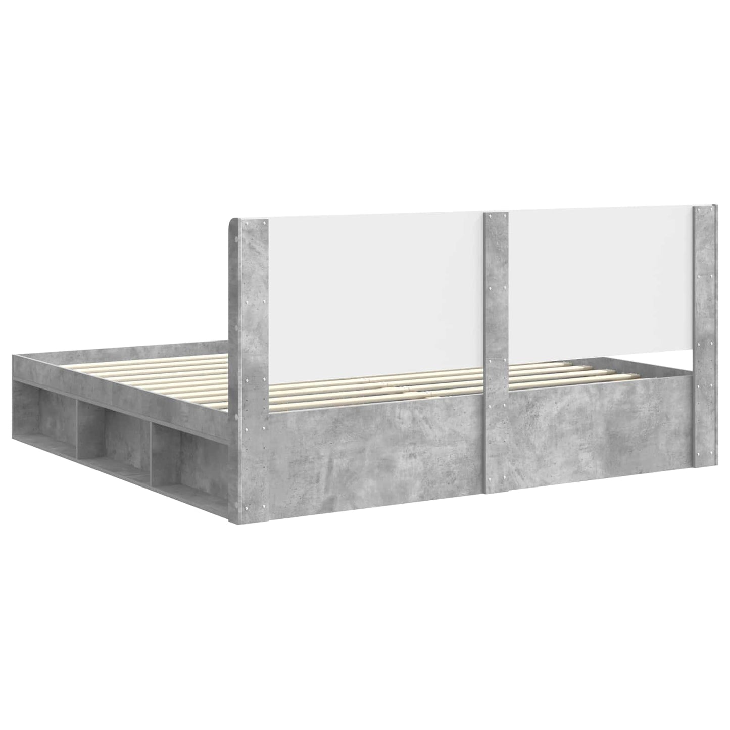 vidaXL Bed Frame with Storage and Headboard Concrete Grey 180 x 200 cm