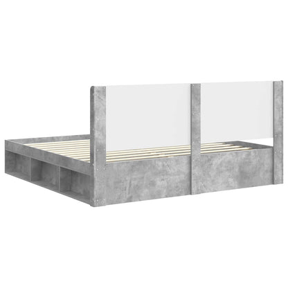 vidaXL Bed Frame with Storage and Headboard Concrete Grey 180 x 200 cm