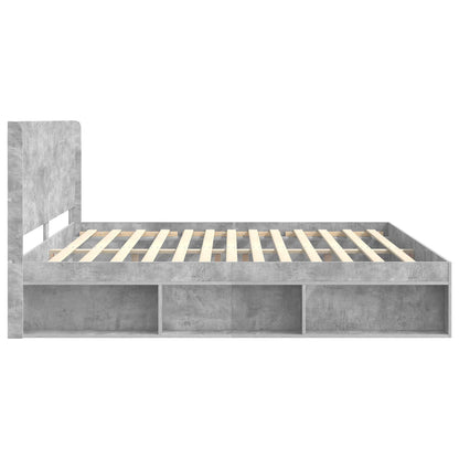 vidaXL Bed Frame with Storage and Headboard Concrete Grey 180 x 200 cm