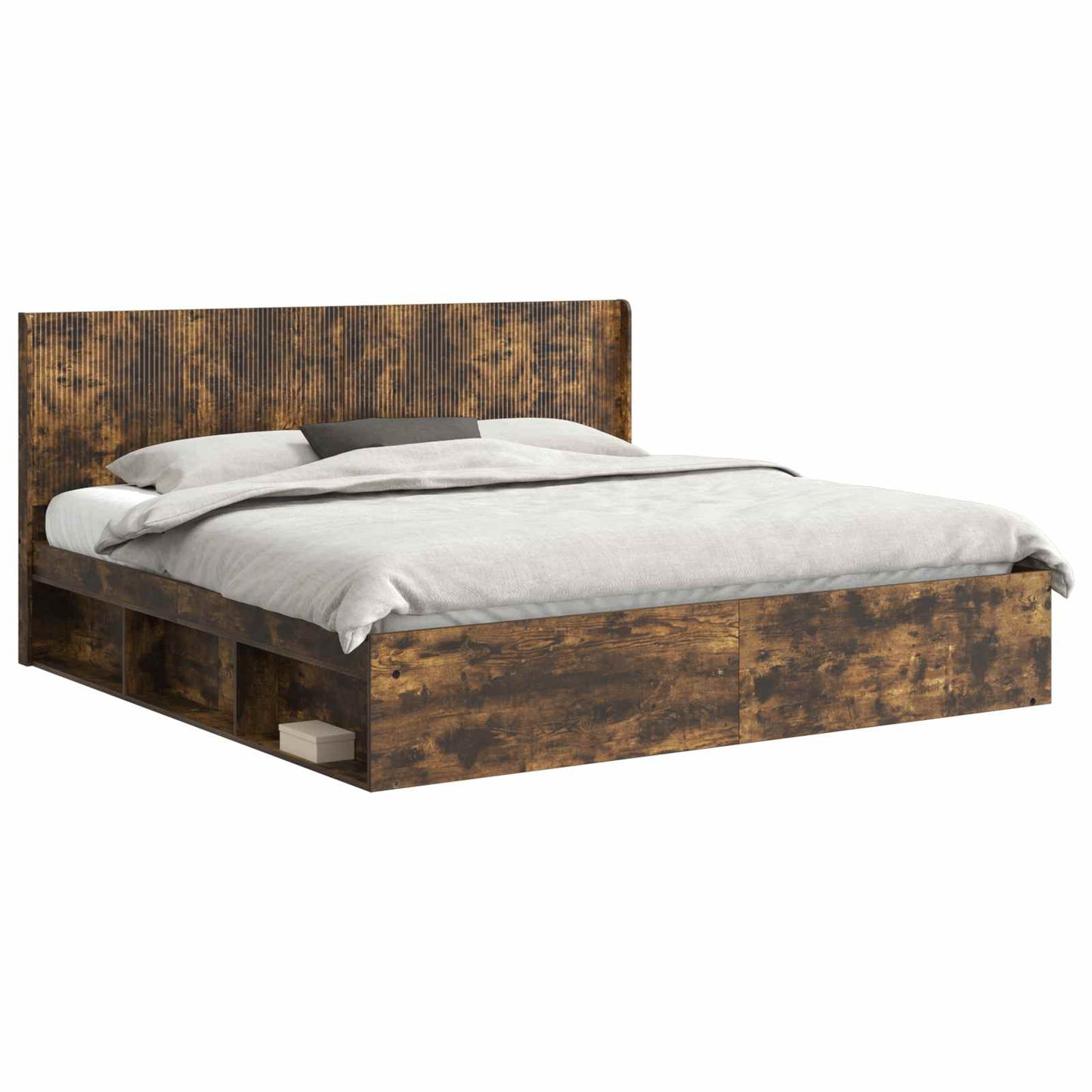 vidaXL Bed Frame with Storage and Headboard Smoked Oak 180 x 200 cm