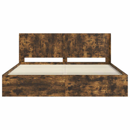 vidaXL Bed Frame with Storage and Headboard Smoked Oak 180 x 200 cm