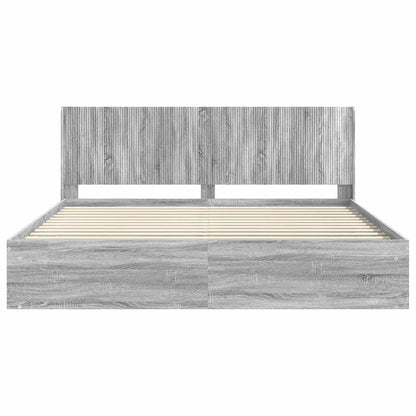 vidaXL Bed Frame with Storage and Headboard Grey Sonoma 180 x 200 cm