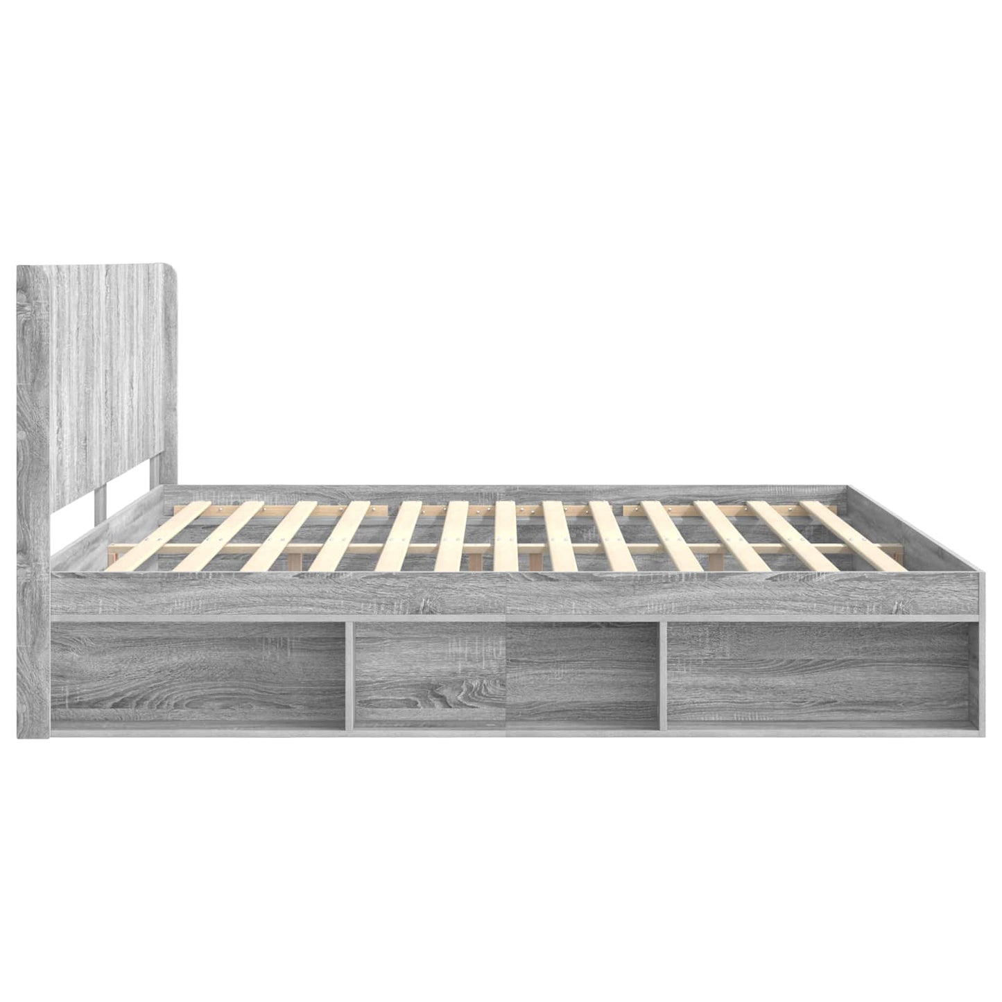 vidaXL Bed Frame with Storage and Headboard Grey Sonoma 180 x 200 cm