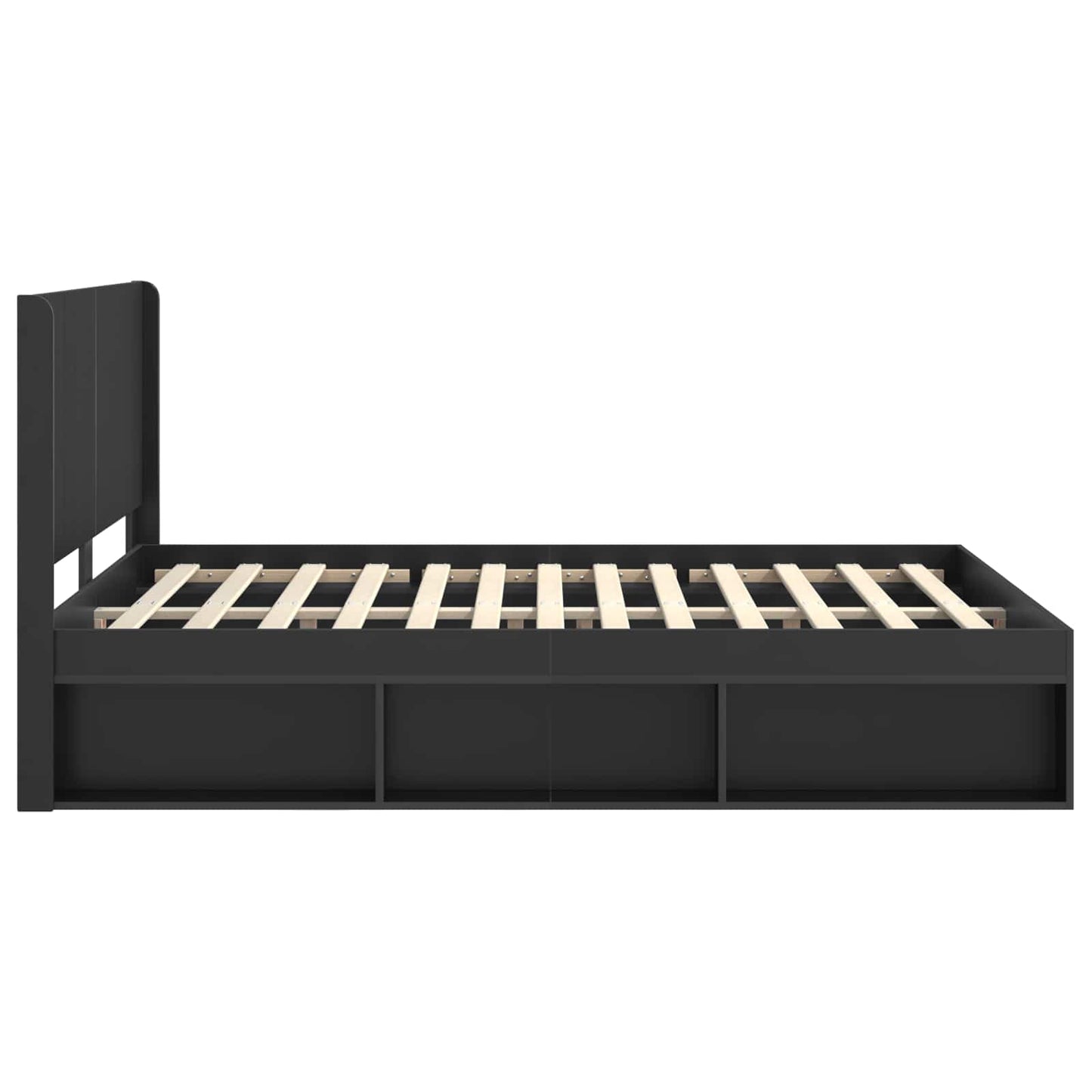 vidaXL Bed Frame with Storage and Headboard Black 150 x 200 cm