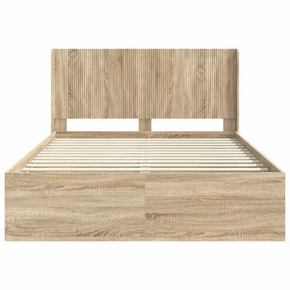 vidaXL Bed Frame with Storage and Headboard Sonoma Oak 150 x 200 cm